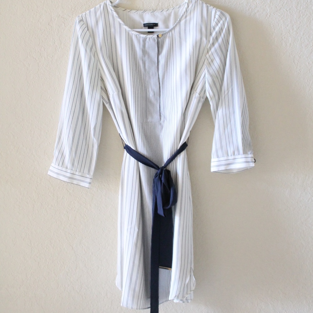 NWOT ANN TAYLOR PINSTRIPE DRESS WITH BELT
